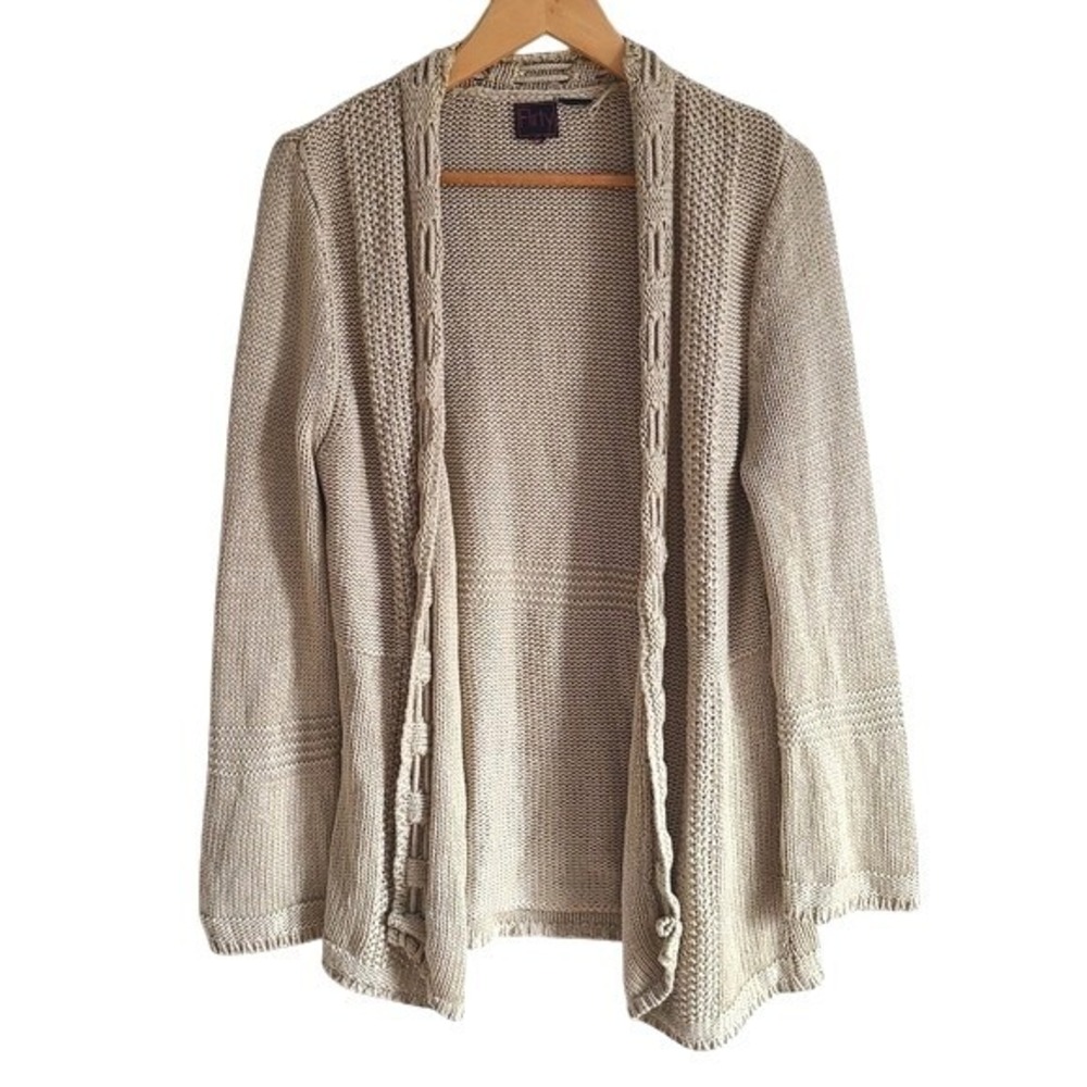 Flirty‎ Beige Lightweight Open Front Cardigan